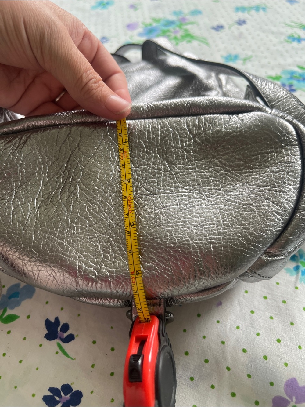 Rebecca Minkoff Pebbled Leather Mini Backpack Julian Convertible Silver Metallic - Picture 12 of 13